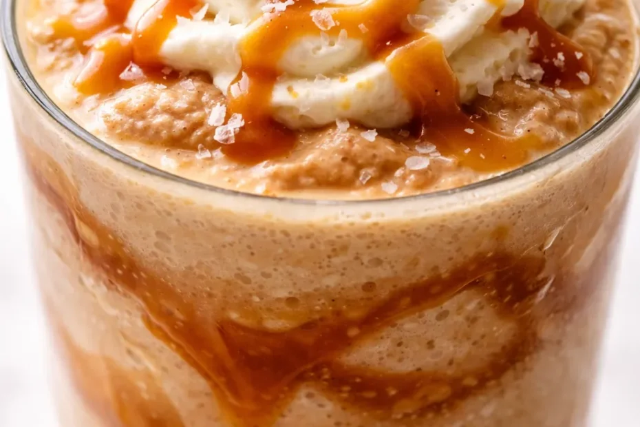 Golden homemade caramel ribbon crunch with glossy caramel ribbons and crisp crunchy pieces, no separation or dilution.